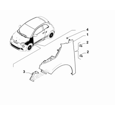 FIAT Abarth 500e 2023-Present Bodyshell, Panels (Front Part) Front Fender