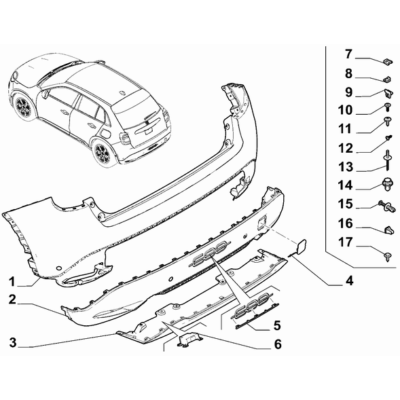 FIAT 600 2023-Present Rear Bumper Screw