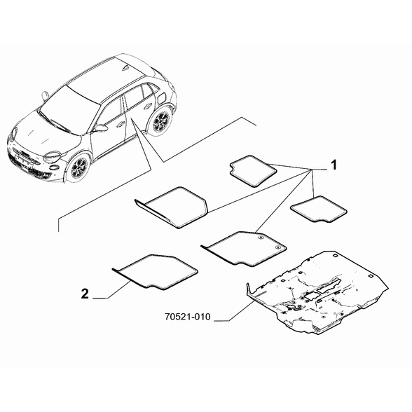 FIAT 600 2023-Present Passenger Side Mat Mat