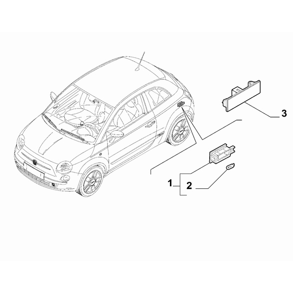 FIAT 500 2016-Present Inner Lighting Ceiling Lamp