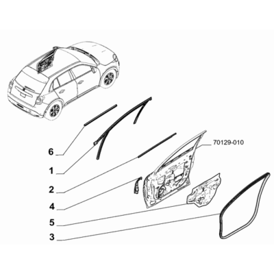 FIAT 600 2023-Present Side Front Doors Seal Gasket