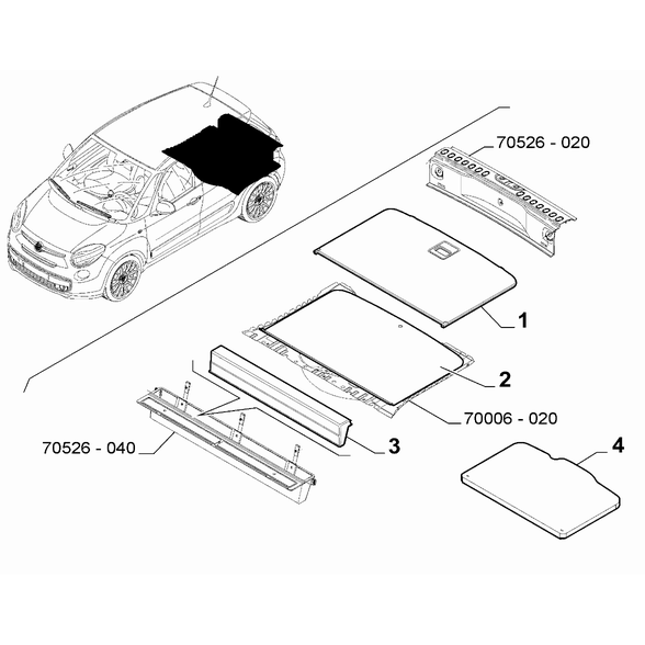 FIAT 500L 2012-2022 Baggage Compartment Interior Trimming Mat