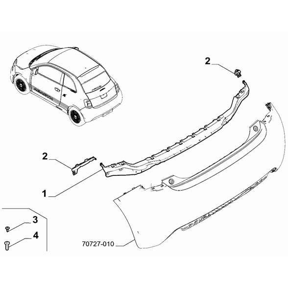 FIAT Abarth 500e 2023-Present Rear Bumper Bracket