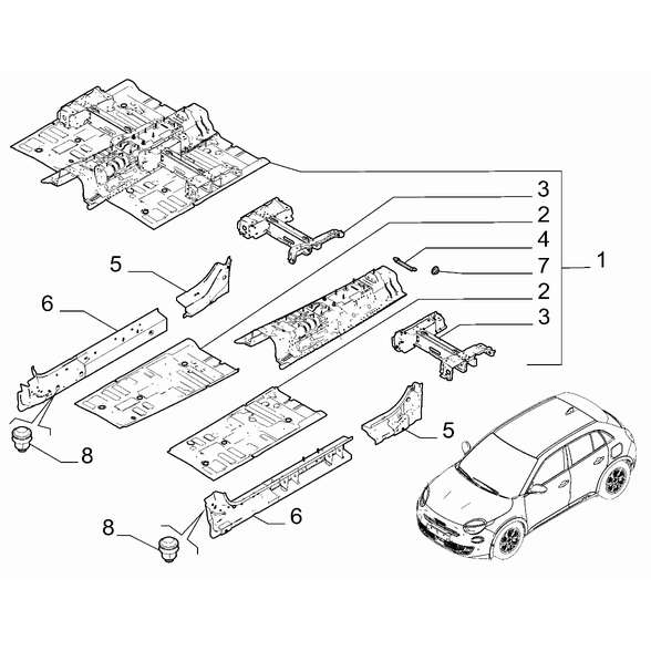 FIAT 600 2023-Present Floor Pannel Side Member