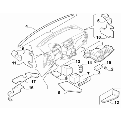 FIAT 500 2016-Present Instrument Panel Lining
