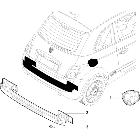FIAT 500 2007-2016 Bodyshell,Structure (Rear Part) Nut
