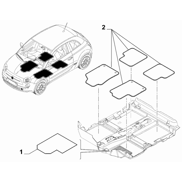 FIAT 500 2007-2016 Passenger Side Mat Mat