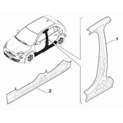 FIAT 600 2023-Present Bodyshell, Panels (Central Part) Metal Lining