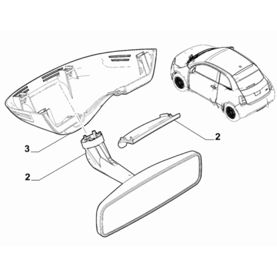 FIAT 500e 2013-Present Rearview Mirrors Rear View Mirror