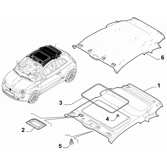 FIAT 500 2016-Present Interior Trim Button