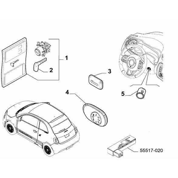 FIAT Abarth 500e 2023-Present Key Switch Ignition Button