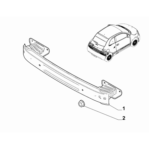 FIAT Abarth 500e 2023-Present Bodyshell,Structure (Rear Part) Crossrail