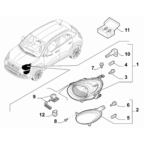 FIAT 500X 2016-Present Outer Lighting Kit Bulbs