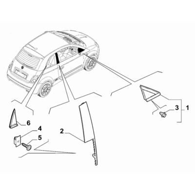FIAT 500e 2013-Present Outer Trim Mouldings Pad