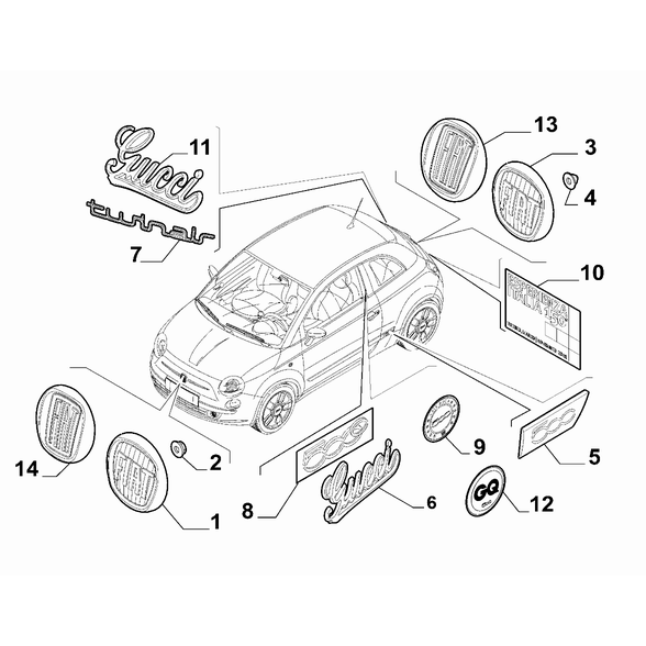 FIAT 500 2007-2016 Type Plate Adhesive Tape