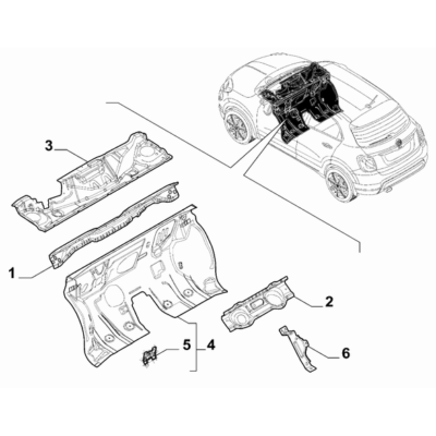 FIAT 500X 2016-Present Bodyshell,Structure (Front Part) Crossrail