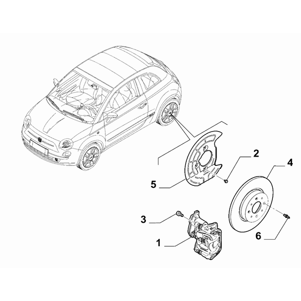 FIAT Abarth 500e 2023-Present Rear Wheel Brakes Brake Disc