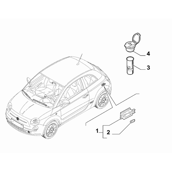 FIAT 500e 2013-Present Inner Lighting Ceiling Lamp