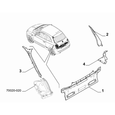 FIAT 500e 2013-Present Bodyshell, Panels (Rear Part) Glass Run