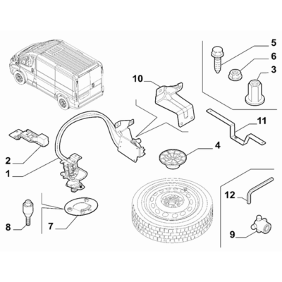 FIAT Ducato 2006-2020 Spare Wheel Arrangement Knob