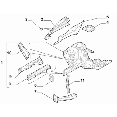 FIAT Abarth 595 2012-Present Bodyshell,Structure (Front Part) Strut