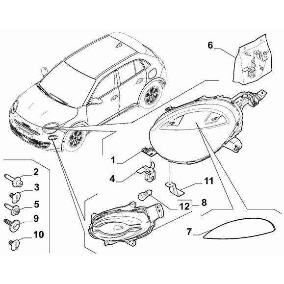 FIAT 600 2023-Present Outer Lighting Button
