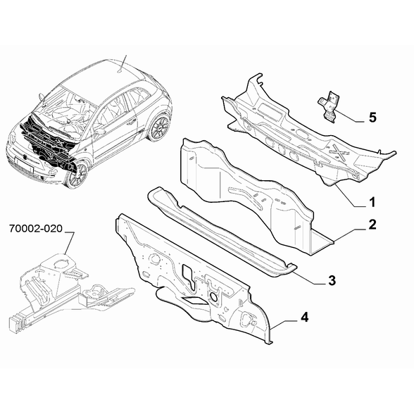 FIAT 500e 2013-Present Bodyshell,Structure (Front Part) Crossrail