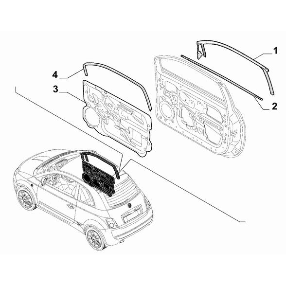 FIAT 500 2016-Present Side Front Doors Rubber Weather_Strip
