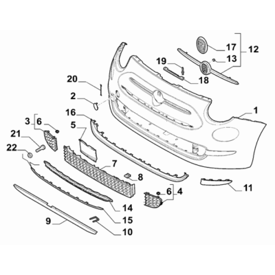 FIAT 500 2016-Present Front Bumper Clip