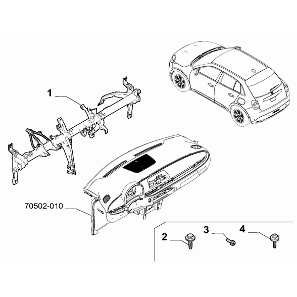 FIAT 600 2023-Present Bodyshell,Structure (Front Part) Screw