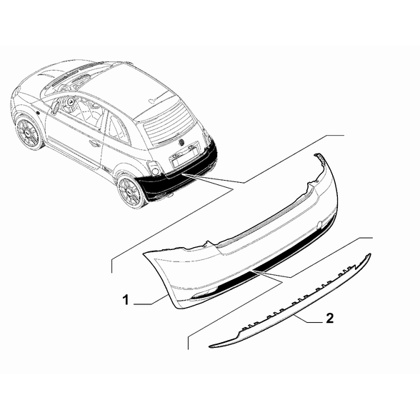 FIAT 500e 2013-Present Rear Bumper Moulding