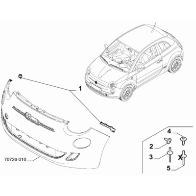 FIAT 500e 2013-Present Front Bumper Rivet