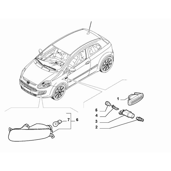 FIAT Abarth Punto Evo 2010-2013 Signalling Devices Bulb