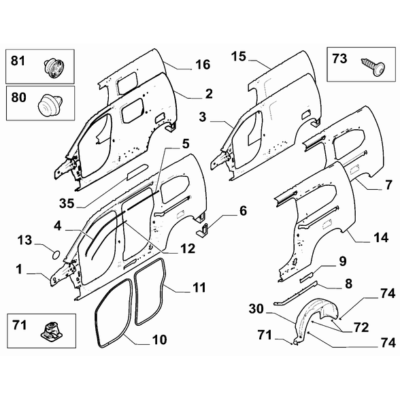 FIAT Doblo 2023-Present Bodyshell, Panels (Central Part) Rubber Weather_Strip
