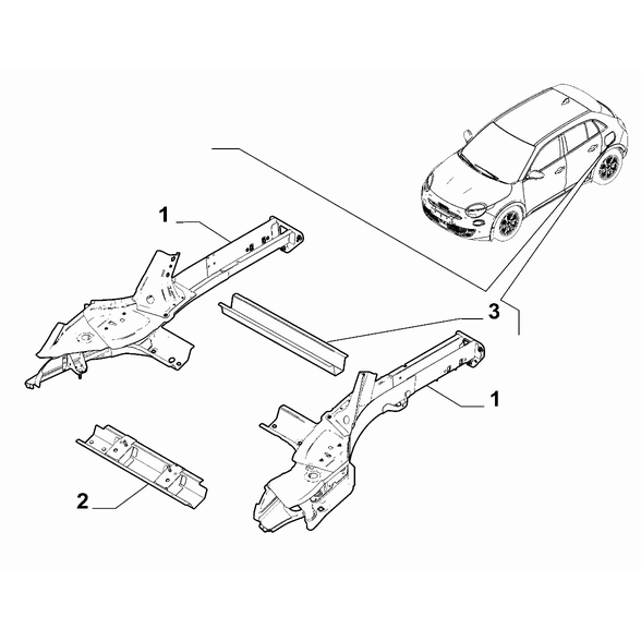 FIAT 600 2023-Present Floor Pannel Crossrail