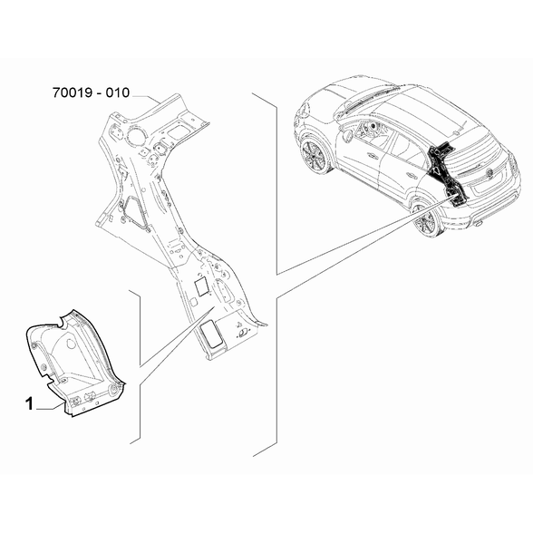 FIAT 500X 2016-Present Bodyshell, Panels (Rear Part) End Plate