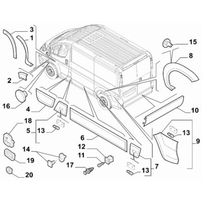 FIAT Ducato 2021-Present Outer Trim Mouldings Button