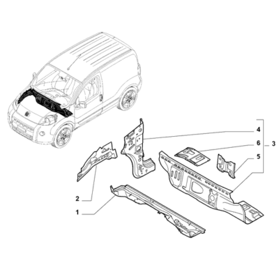 FIAT Fiorino 2022-Present Bodyshell,Structure (Front Part) Pan