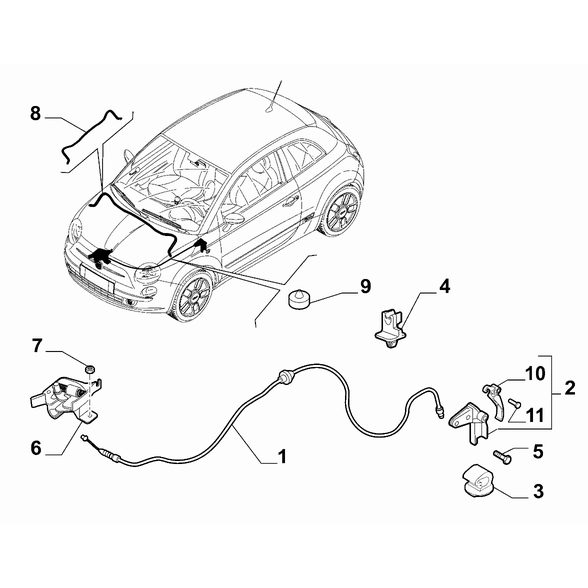 FIAT 500 2007-2016 Engine Compartment Lid Seal Gasket