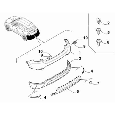 FIAT 500X 2016-Present Rear Bumper Screw