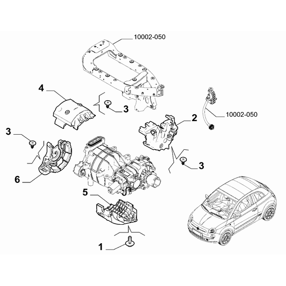 FIAT 500e 2013-Present Motore Elettrico Hv Soundproofing