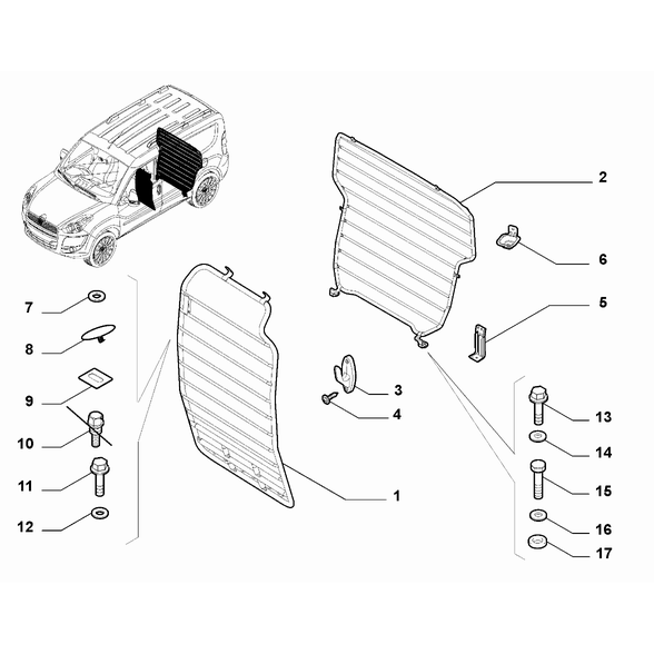 FIAT Doblo 2011-2022 Partition Panel Rubber Weather_Strip