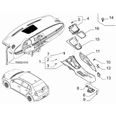 FIAT 600 2023-Present Dashboard (Console) Covering