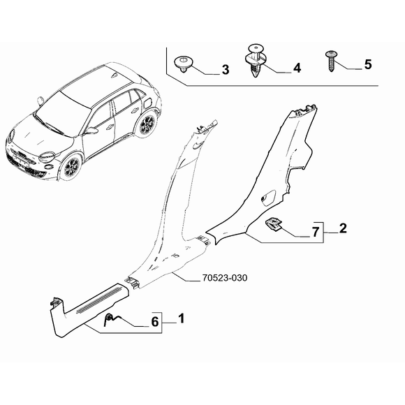 FIAT 600 2023-Present Interior Trim Pin