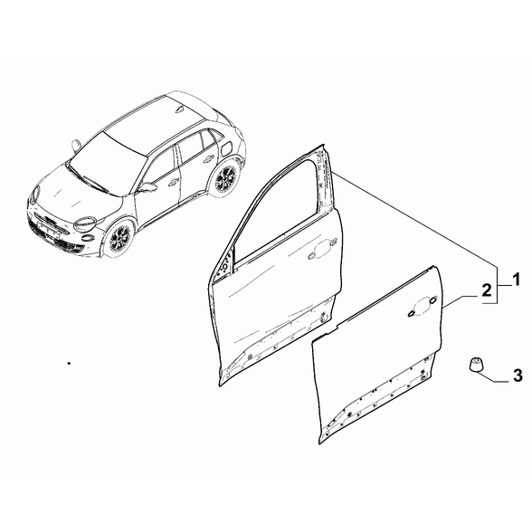 FIAT 600 2023-Present Side Front Doors Metal Lining
