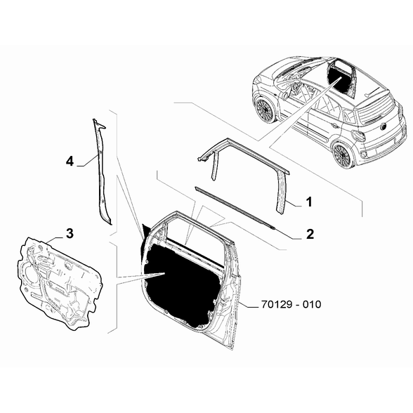 FIAT 500L 2012-2022 Side Front Doors Seal Gasket