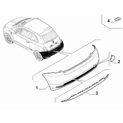FIAT 500 2016-Present Rear Bumper Moulding