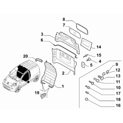 FIAT Fiorino 2022-Present Partition Panel Screw