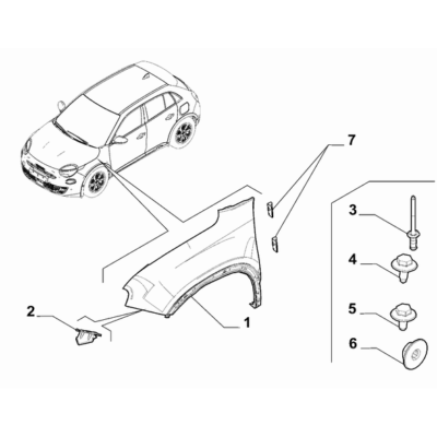 FIAT 600 2023-Present Bodyshell, Panels (Front Part) Rivet