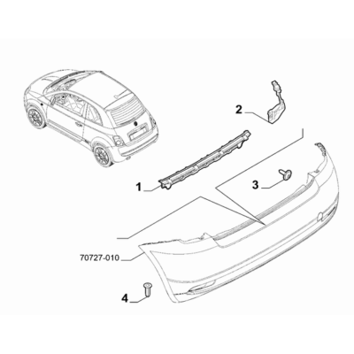 FIAT 500e 2013-Present Rear Bumper Bracket